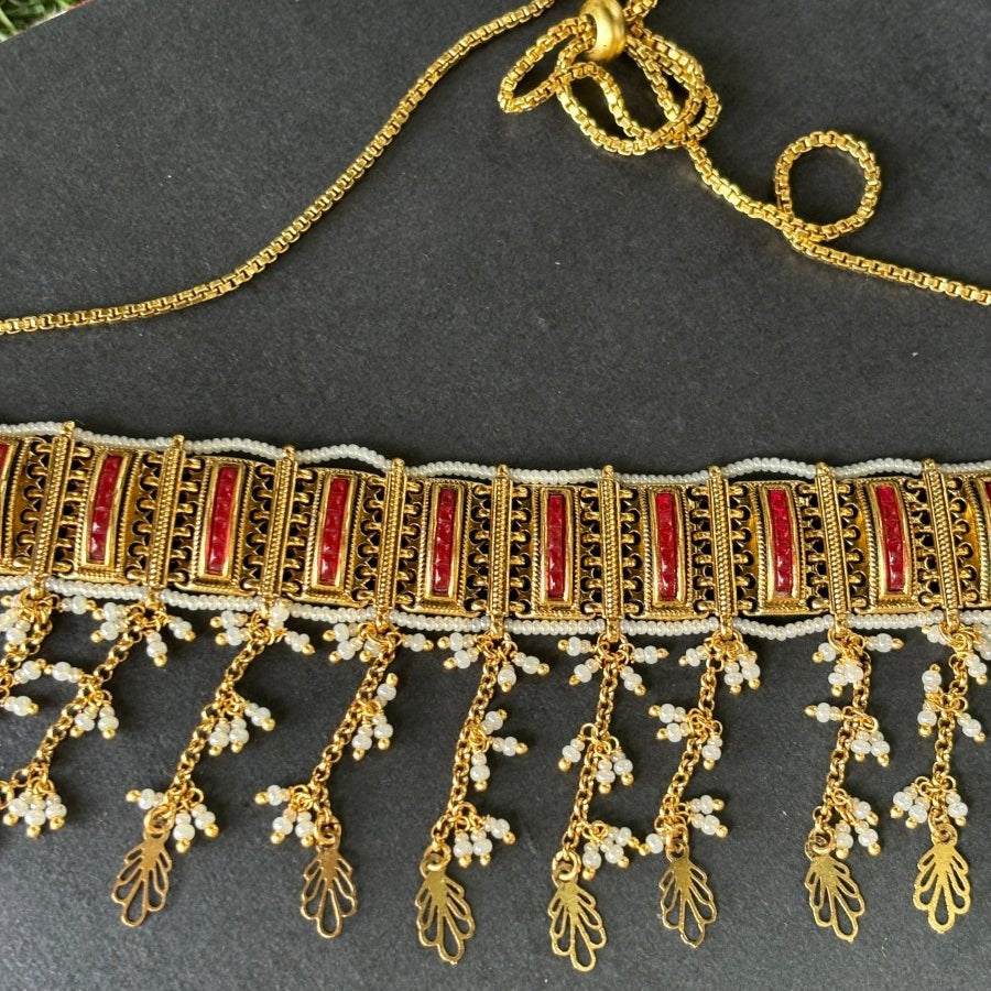 Mughal Splendor Chaandan Haar choker Set with matching jhumki - MR Jewels