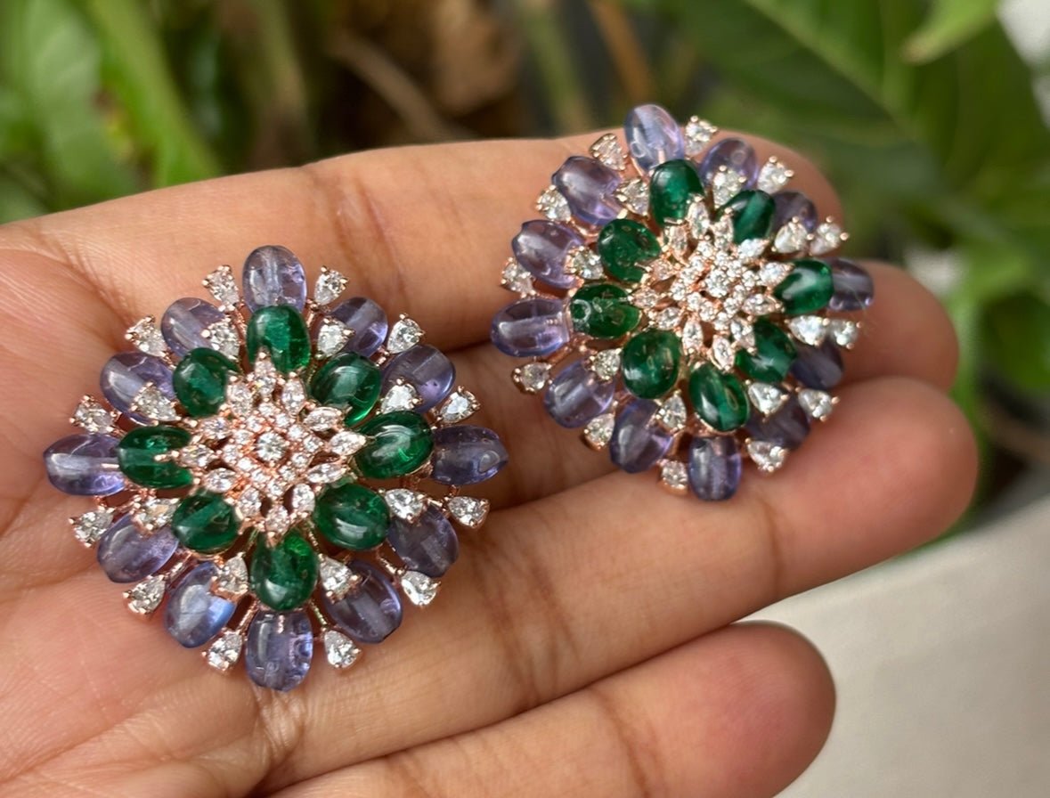 Multicoloured Diamond Beaded Studs - MR Jewels