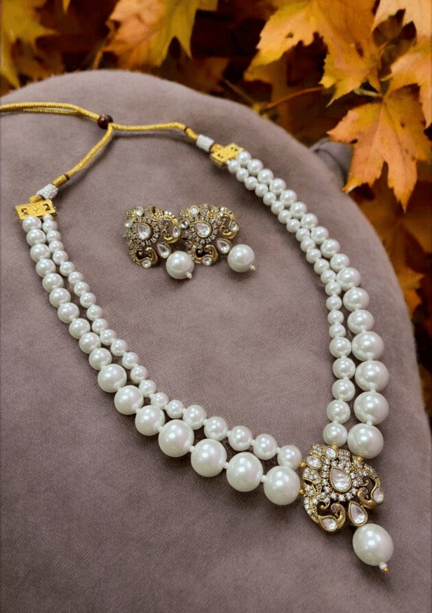 Natural Pearl Long necklace with lovely Earrings - MR Jewels