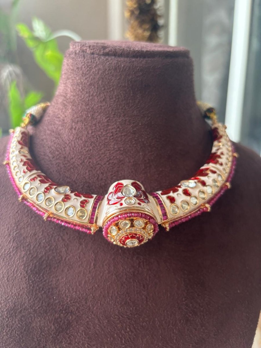 New Designer Meenakari Ruby hasli with jhumki - MR Jewels