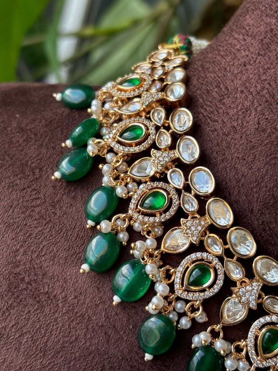 New kundan polki Green color Necklace - MR Jewels