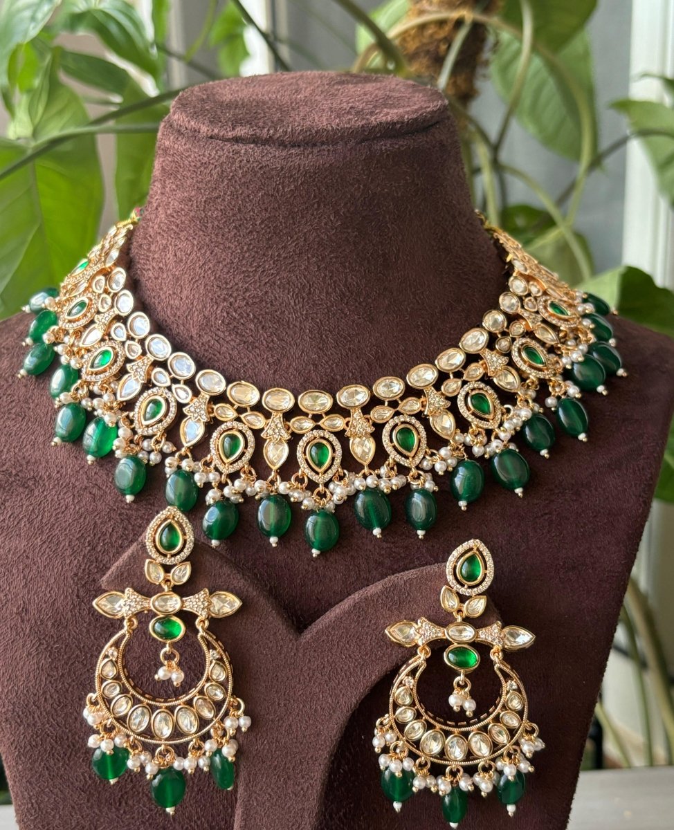 New kundan polki Green color Necklace - MR Jewels