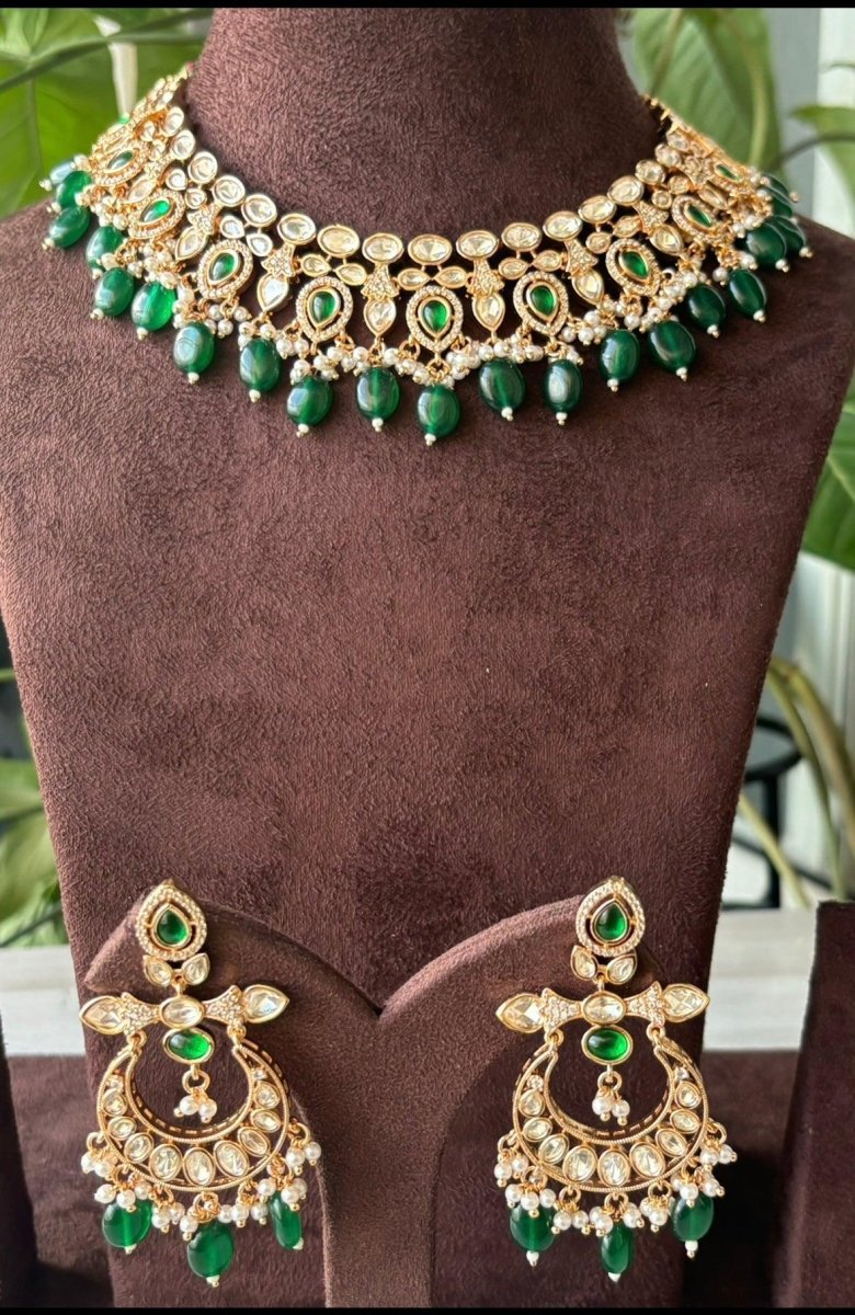 New kundan polki Green color Necklace - MR Jewels