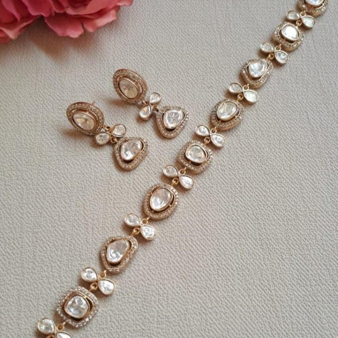 New uncut polki kundan necklace / Choker Set - MR Jewels