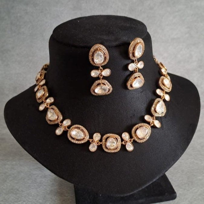 New uncut polki kundan necklace / Choker Set - MR Jewels