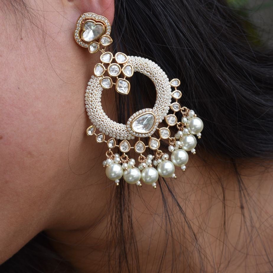 Noor Kundan Pearl chaandbali - MR Jewels