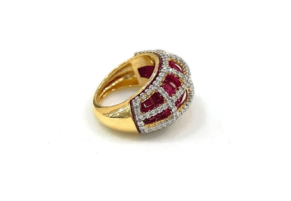 Our gold Plated and ruby cocktail Ring - MR Jewels