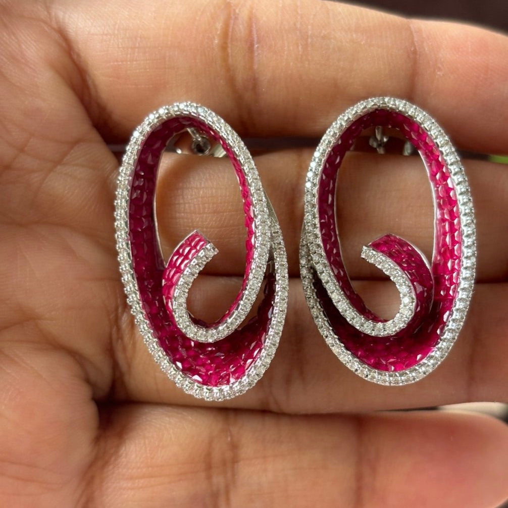 Oval swirl Earrings - Cocktail earrings - MR Jewels