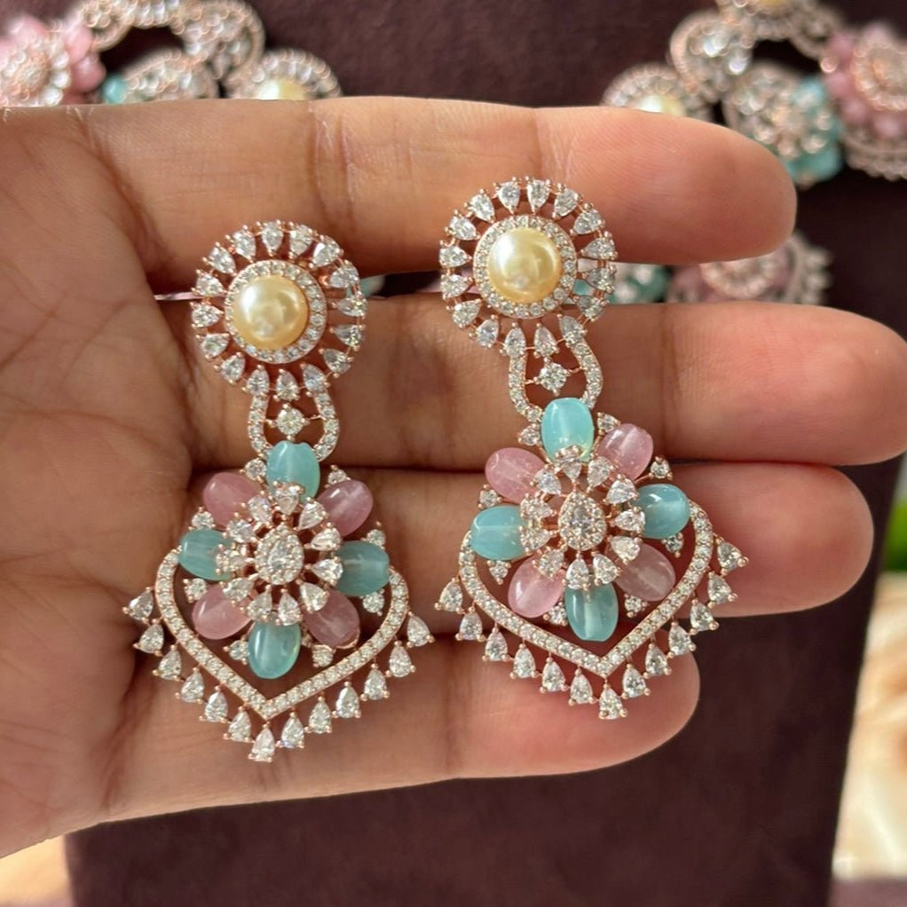 Pastel Beaded Exclusive Designer set - micron Rose gold plated - MR Jewels