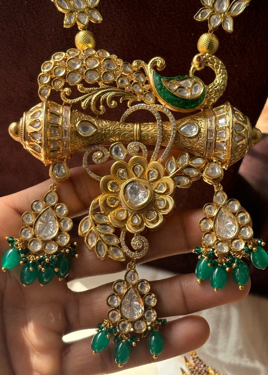 Peacock Bliss Designer Emerald Jewelry Set - MR Jewels