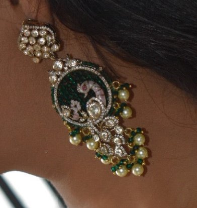 Peacock Blossom Diamond Chandbali Earrings - MR Jewels