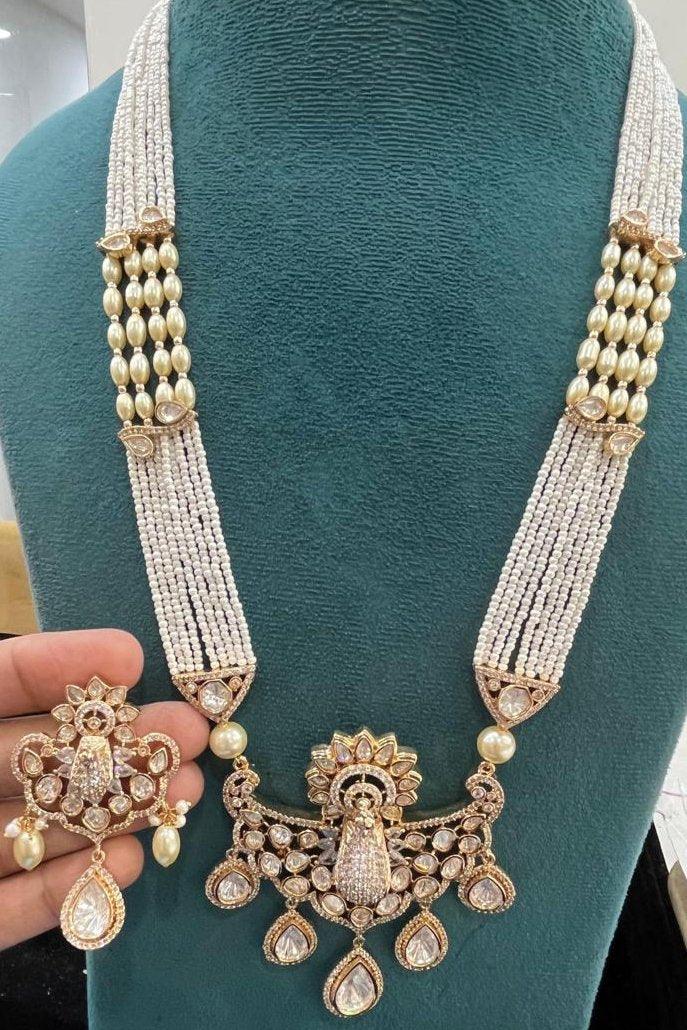 Peacock designer Long Necklace with Uncut Polki Studded 🦚 - AAA+ Premium Quality - MR Jewels