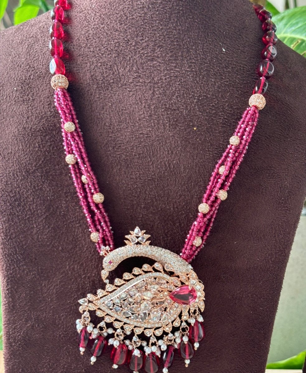 Peacock Elegance Beaded Necklace Set - MR Jewels