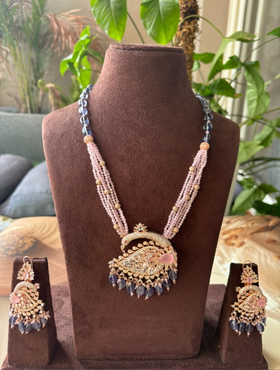 Peacock Elegance Beaded Necklace Set - MR Jewels