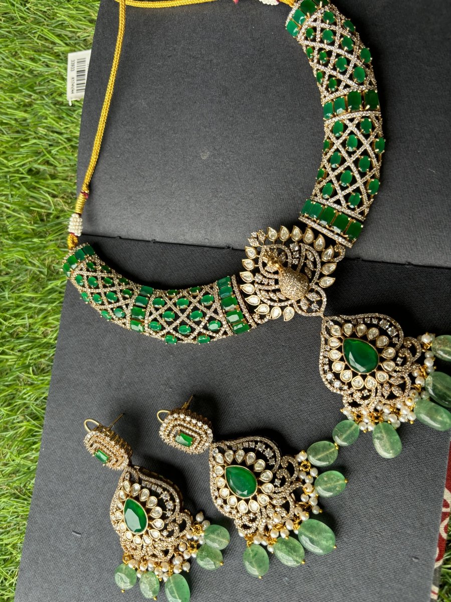 Peacock Exclusive designer Necklace set with matching earrings - MR Jewels