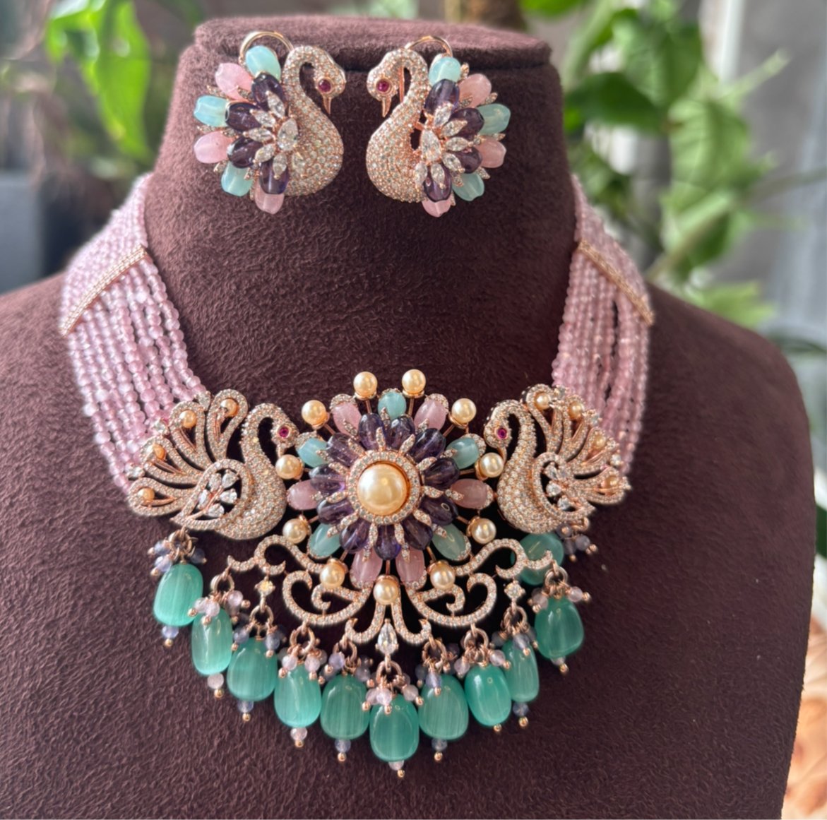 Peacock Majesty Multicolor Statement Necklace - MR Jewels