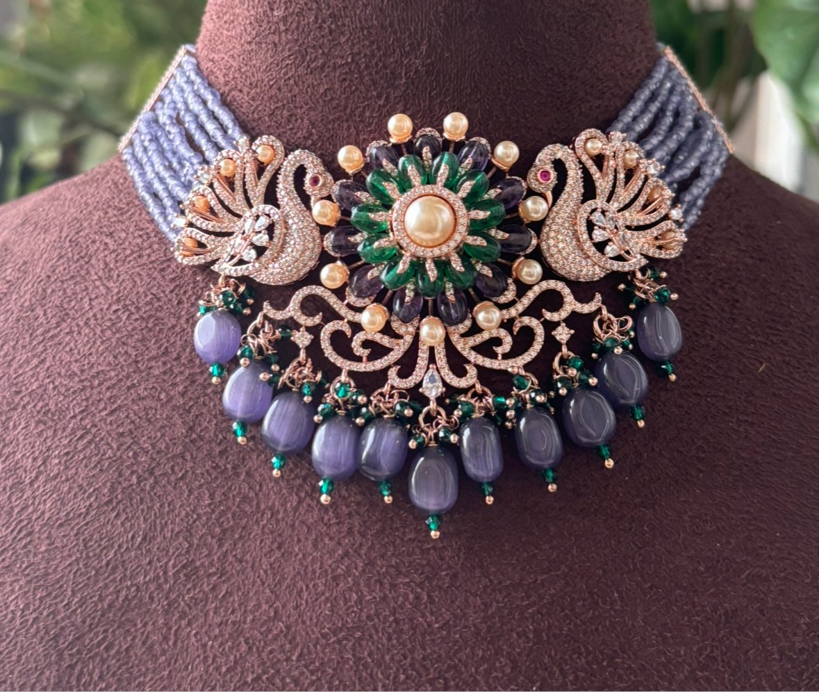 Peacock Majesty Multicolor Statement Necklace - MR Jewels