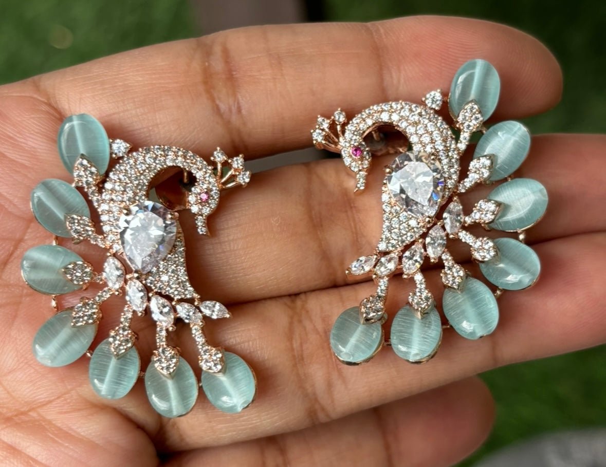 Peacock Pastel Beaded Diamond Studs - MR Jewels