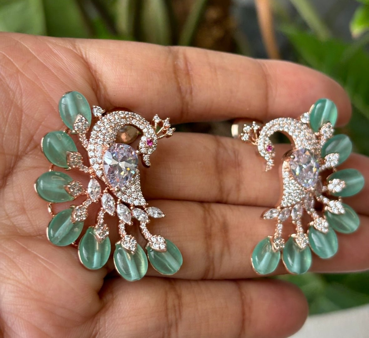 Peacock Pastel Beaded Diamond Studs - MR Jewels