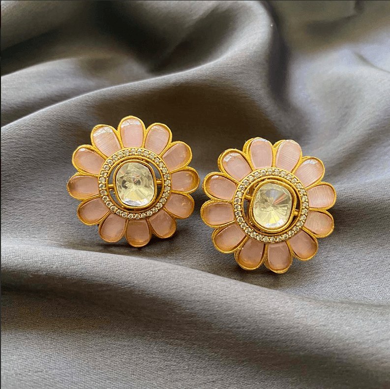 Polki Flower Earrings - MR Jewels