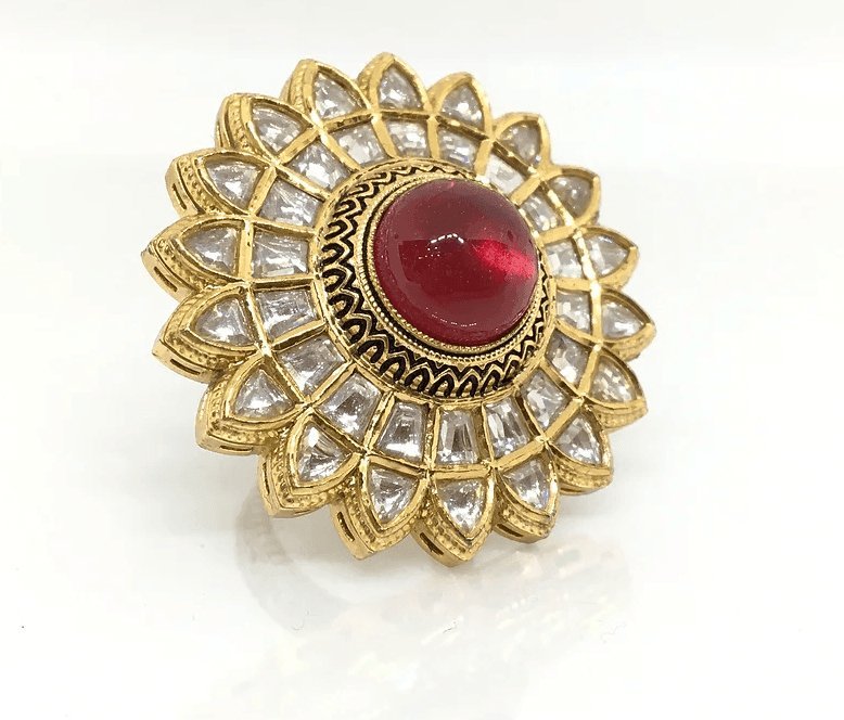 Radiant Red Stone Cocktail Ring – Timeless Royalty - Free Size - MR Jewels