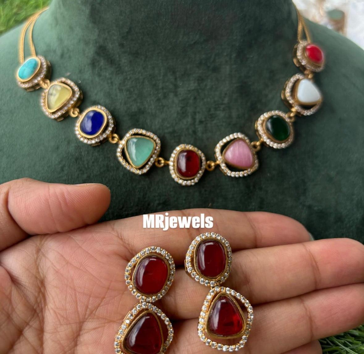 Radiate Sophistication with Our Multi - Gemstone Necklace Set from MRjewels - MR Jewels