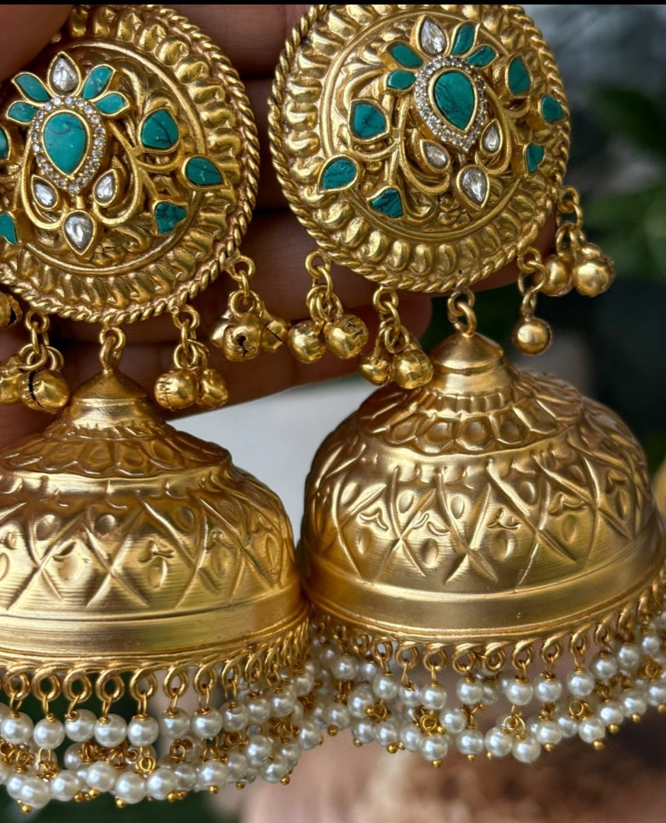 Rajputi Grandeur Golden Big Jhumka Earrings - MR Jewels