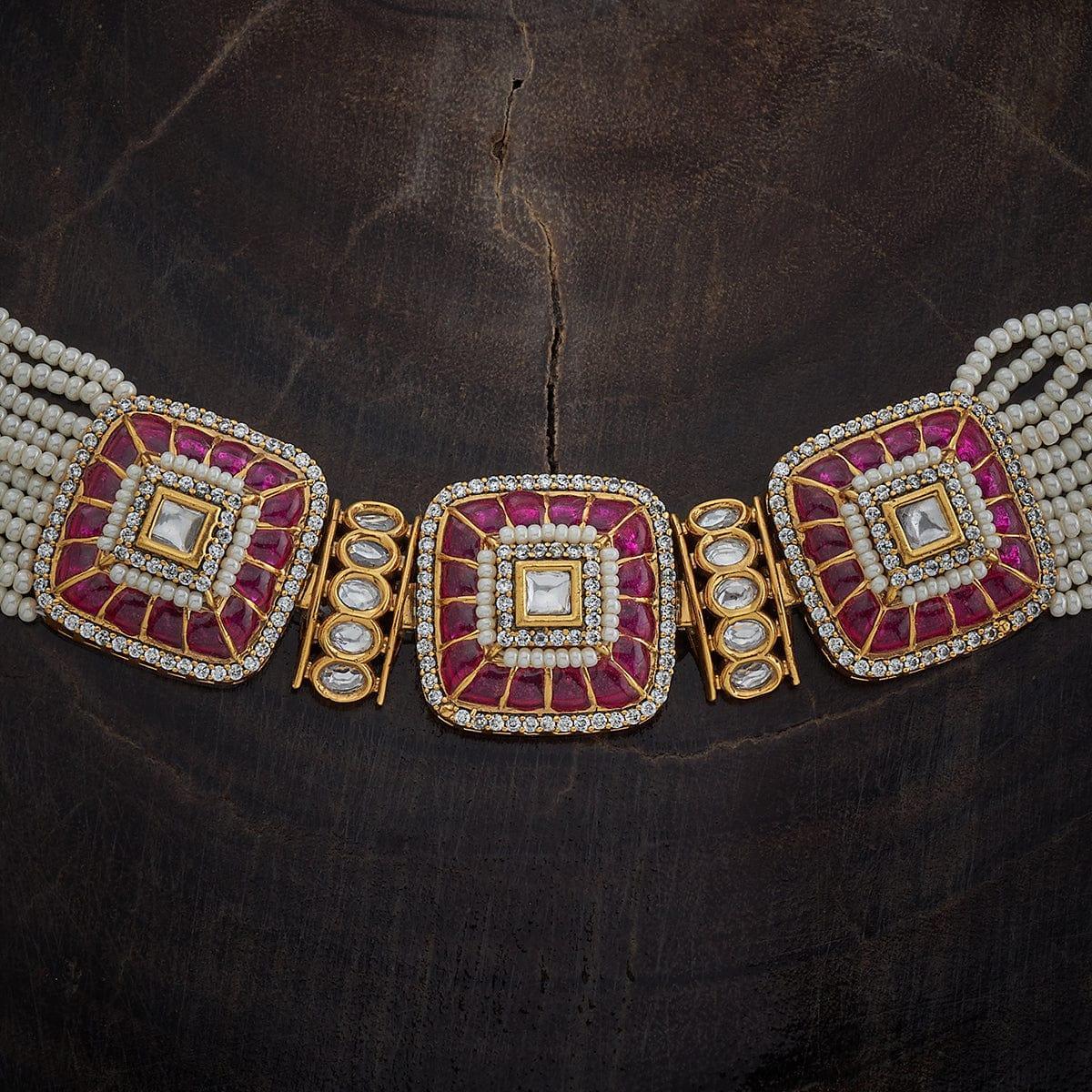 Rectangle Pattern Kundan Chocker Necklace - MR Jewels