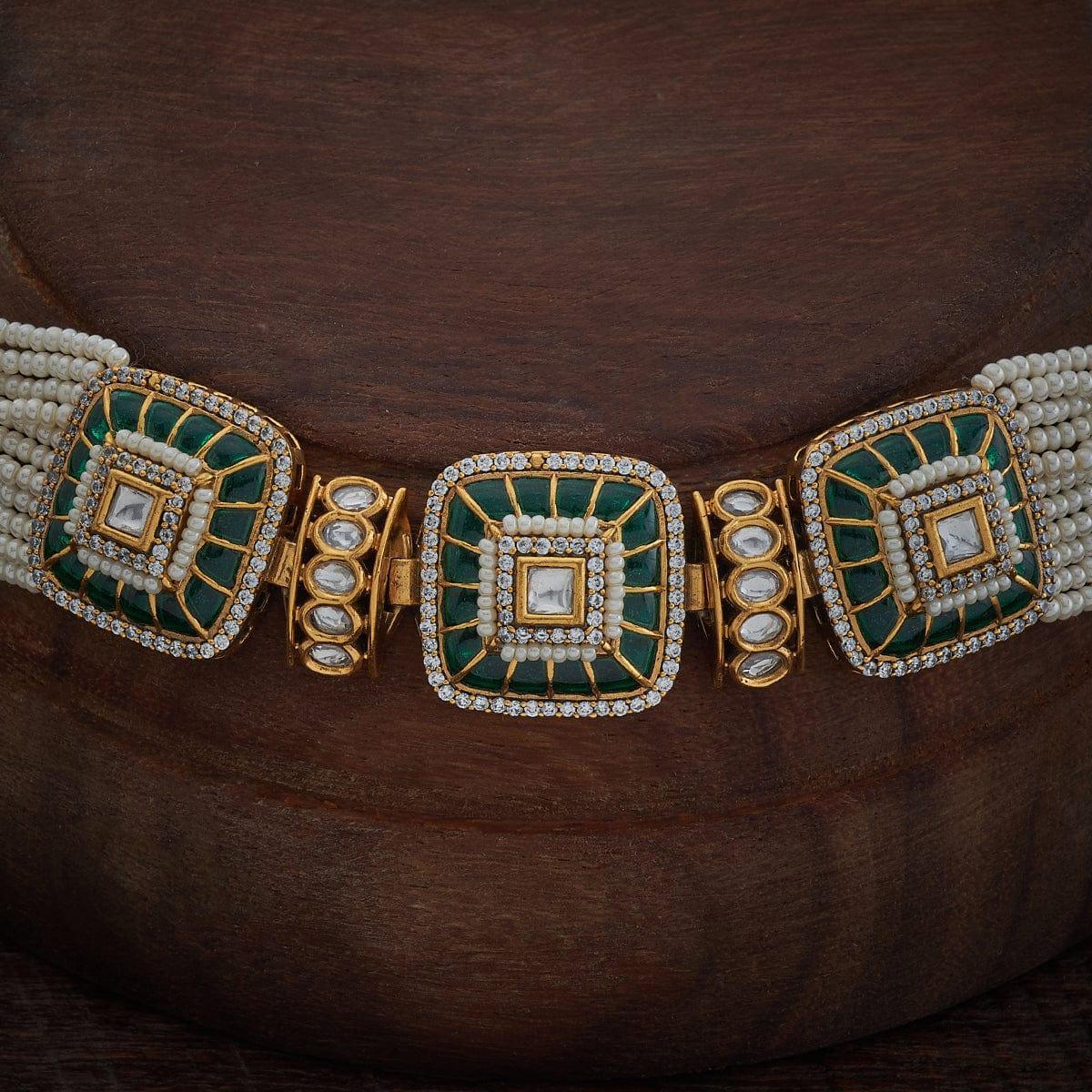 Rectangle Pattern Kundan Chocker Necklace - MR Jewels