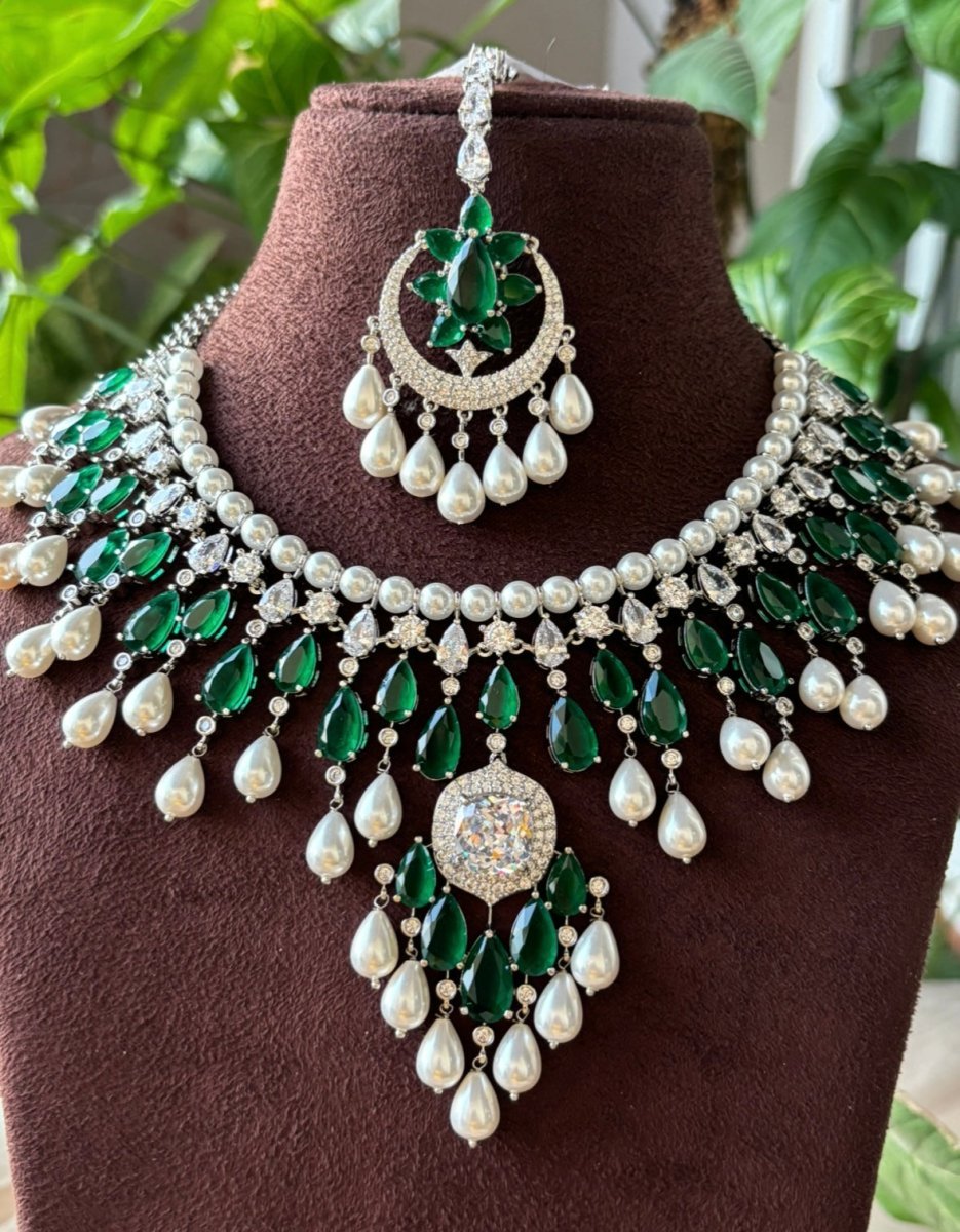 Regal Radhika Merchant - Inspired Necklace Set with Maangtikka and Earrings - MR Jewels