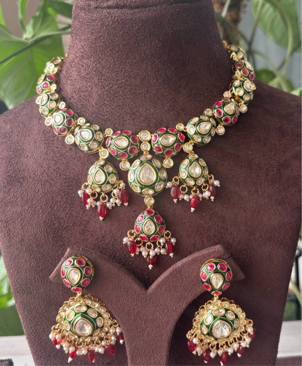 Regal Splendor: Majestic Meenakari Necklace with meenakari Earrings - MR Jewels