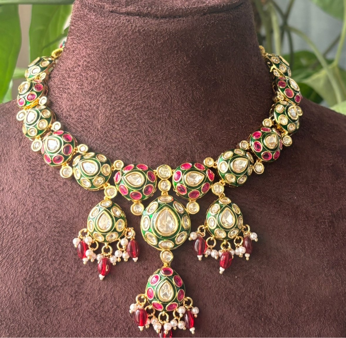 Regal Splendor: Majestic Meenakari Necklace with meenakari Earrings - MR Jewels