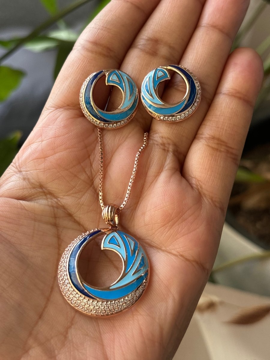 Rose Gold Plated Emamel Pendant set - Perfect for gifting - MR Jewels