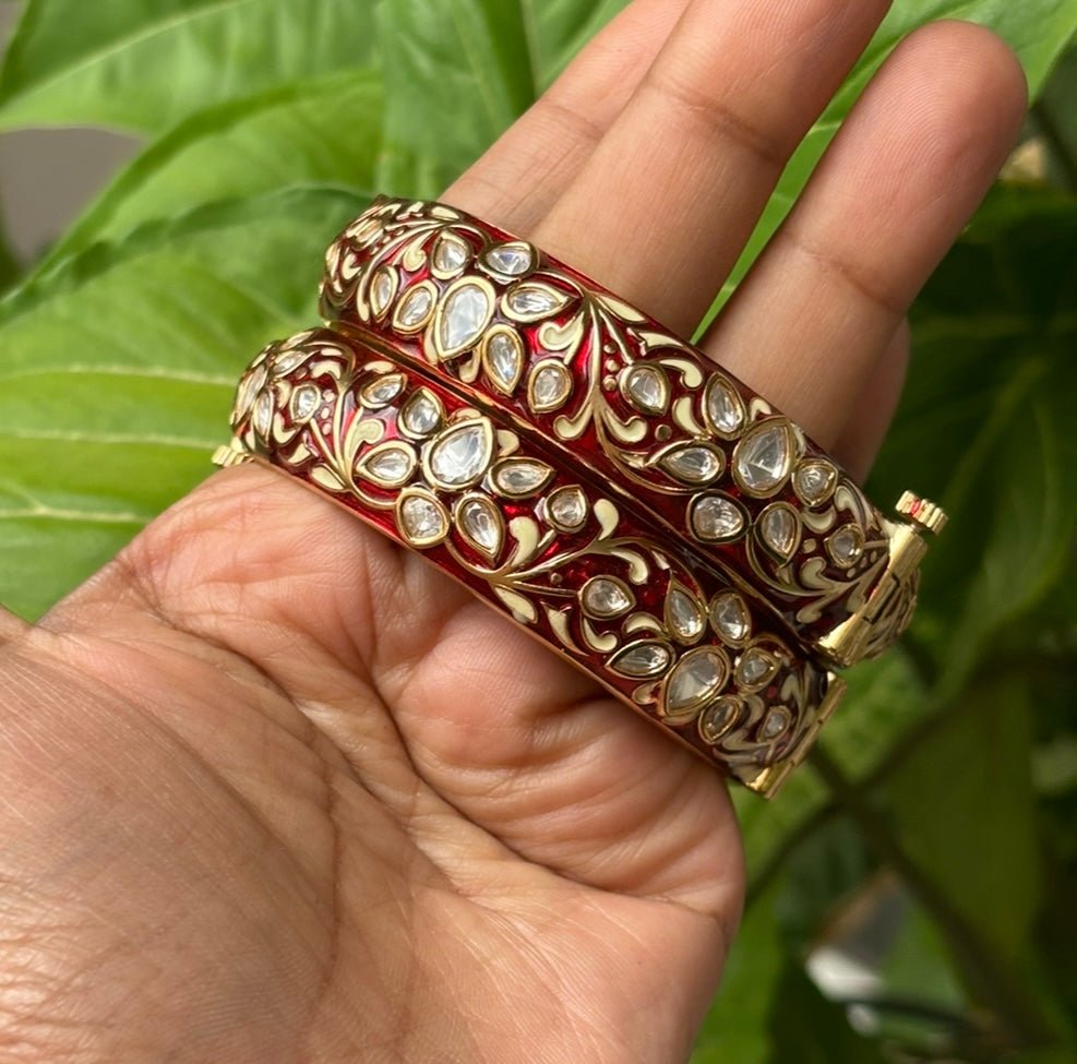 Royal Bloom Meenakari Polki Kada - MR Jewels