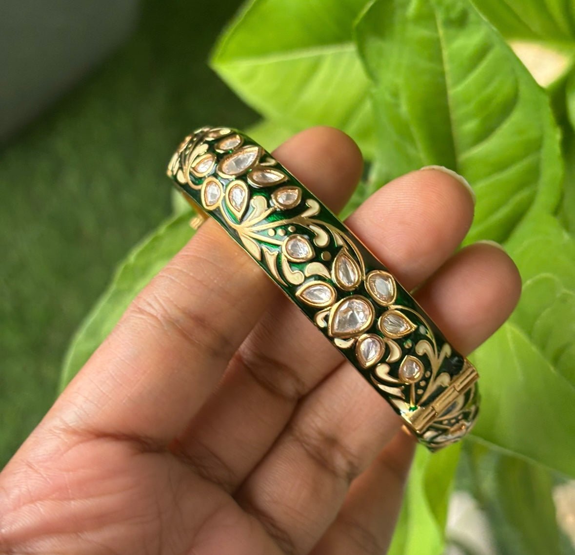 Royal Bloom Meenakari Polki Kada - MR Jewels