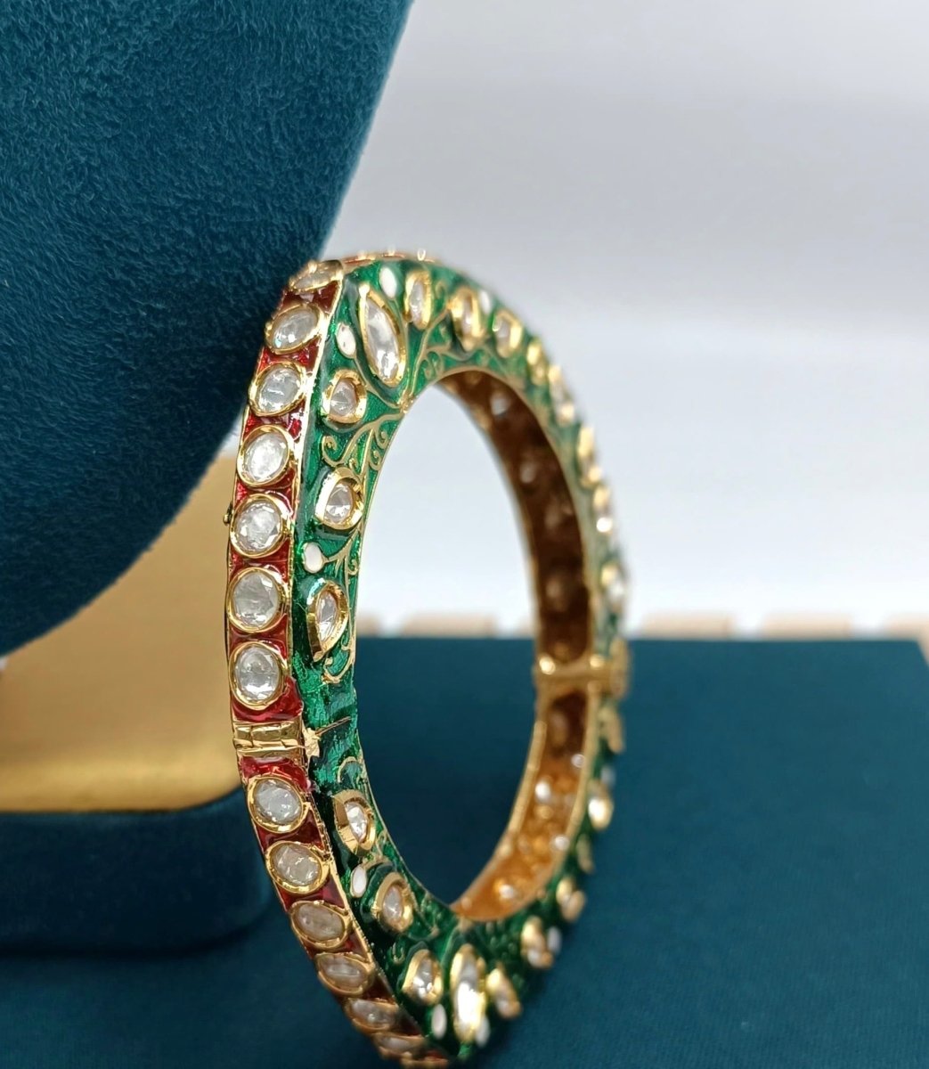 Royal Enamel Polki Kundan Designer kada - MR Jewels