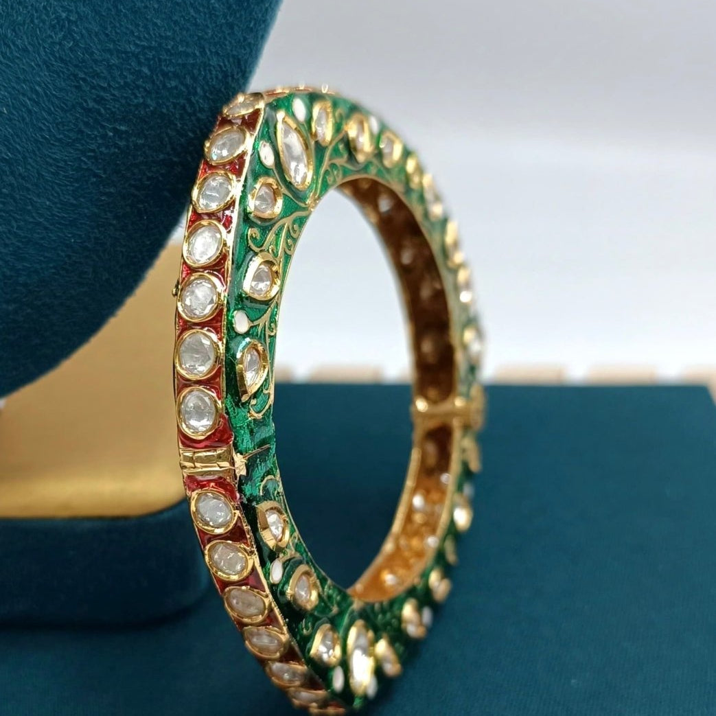 Royal Enamel Polki Kundan Designer kada - MR Jewels