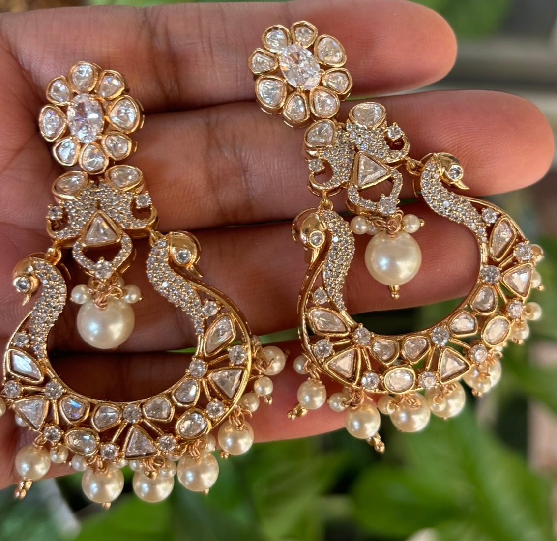 Royal Grace Pearl Chandbali Earrings - MR Jewels