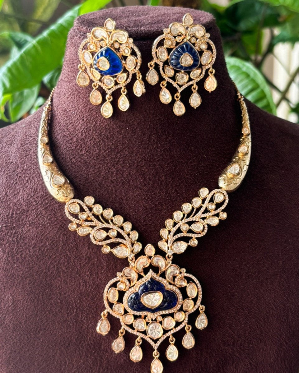 Royal Meenakari Hasli with matching studs - MR Jewels