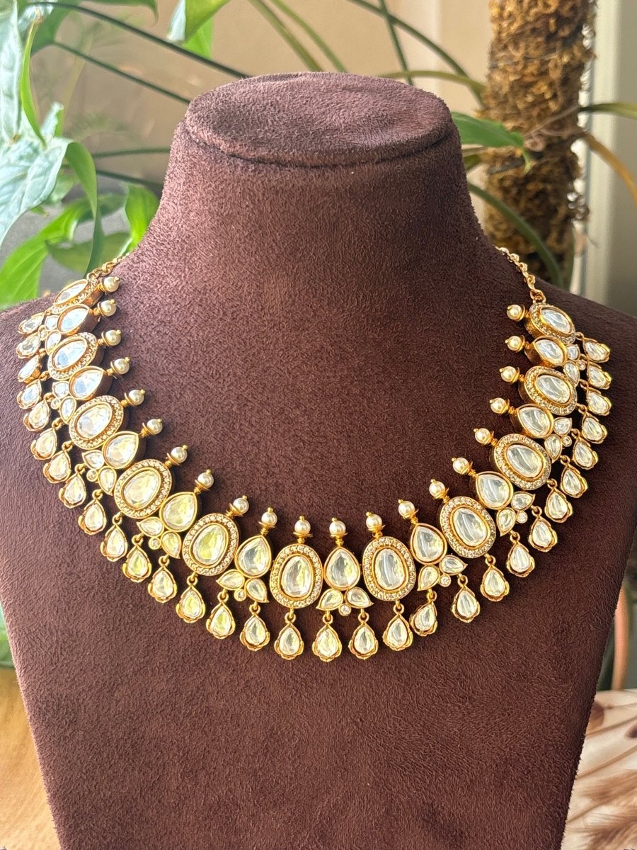 Royal Polki Necklace set with matching earrings - MR Jewels