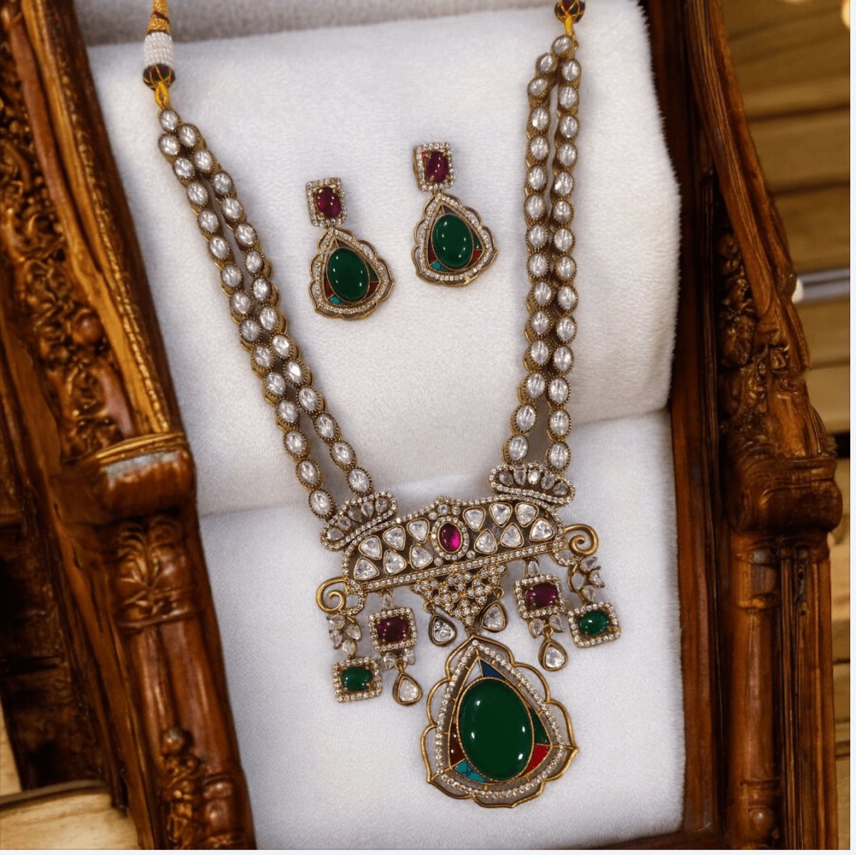 Royal Raani Haar in Polki Double Line with Doublet stone - MR Jewels