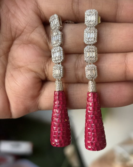 Ruby Cascade Luxe Dangler Earrings - MR Jewels