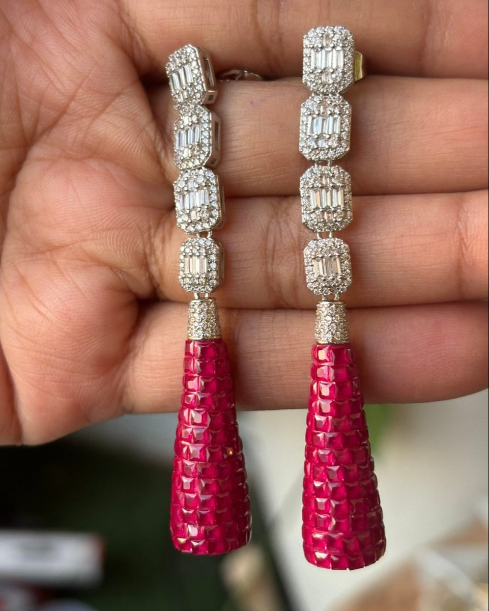 Ruby Cascade Luxe Dangler Earrings - MR Jewels