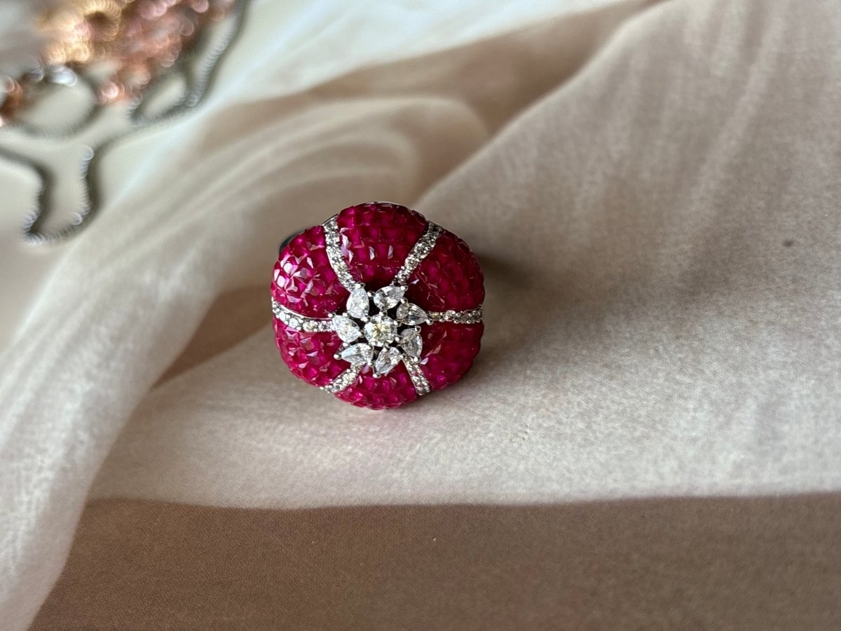 Ruby Invisible setting Ring - Free size - MR Jewels