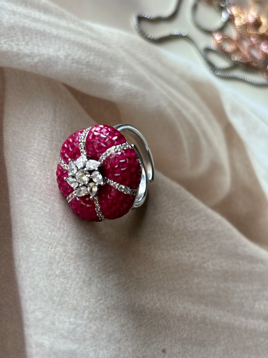 Ruby Invisible setting Ring - Free size - MR Jewels