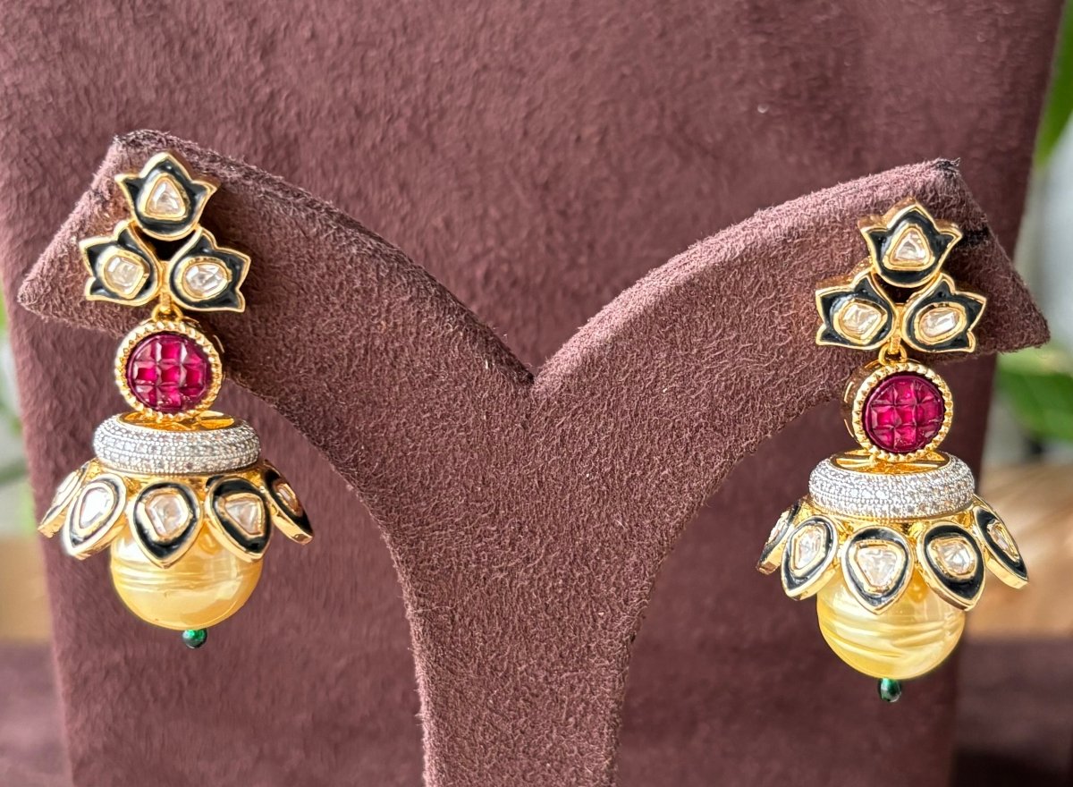 Ruby Pearl Drop earrings - Finest Quality - MR Jewels