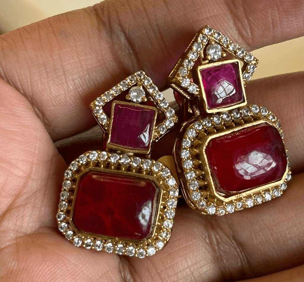 Ruby Splendor Studs Earrings - MR Jewels