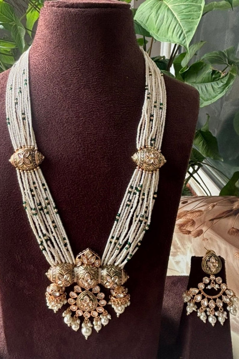 Ruhani Handcrafted Pearl Necklace Set with matching earrings - MR Jewels