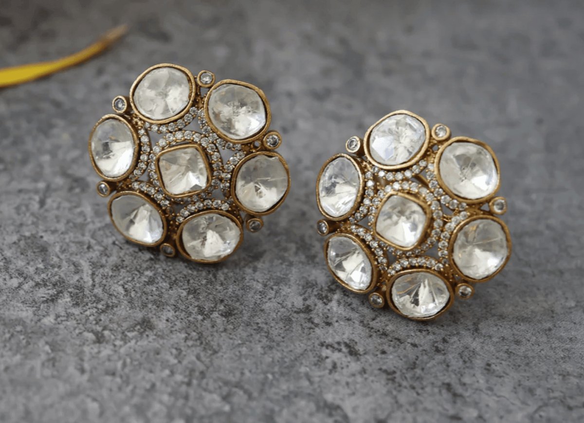 Rumayna Flora uncut Polki Studs - MR Jewels