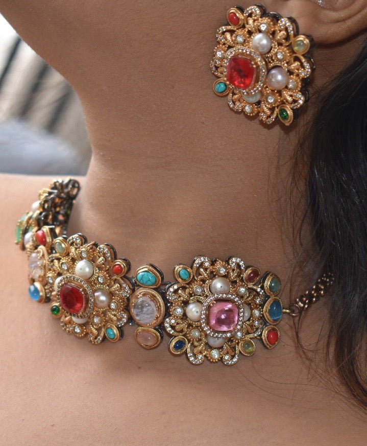 Sabyasachi Inspired Choker Set with matching studs - MR Jewels